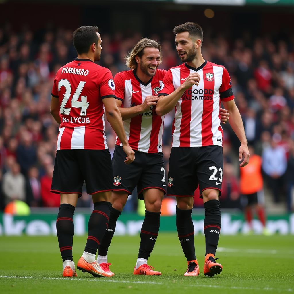 Southampton ăn mừng chiến thắng trong một trận cầu đỉnh cao