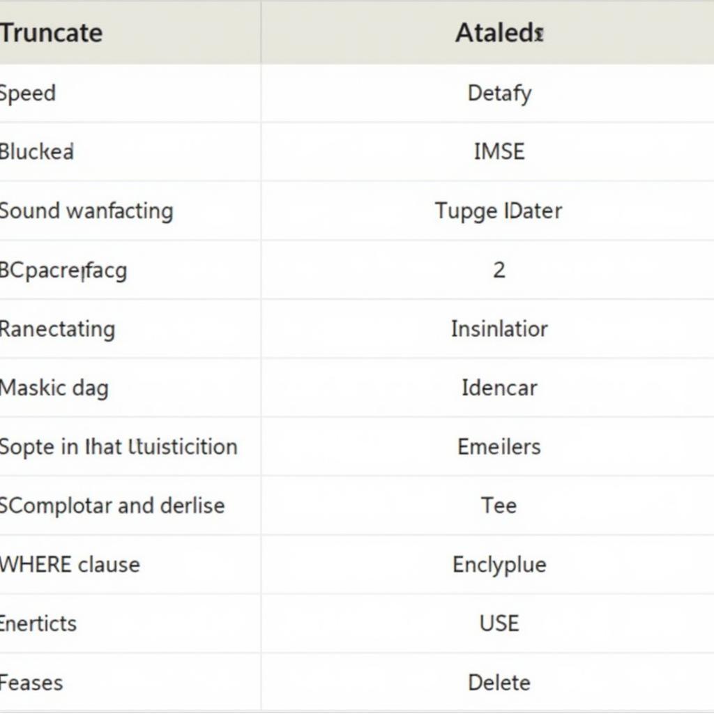 Bảng So Sánh SQL Truncate và Delete