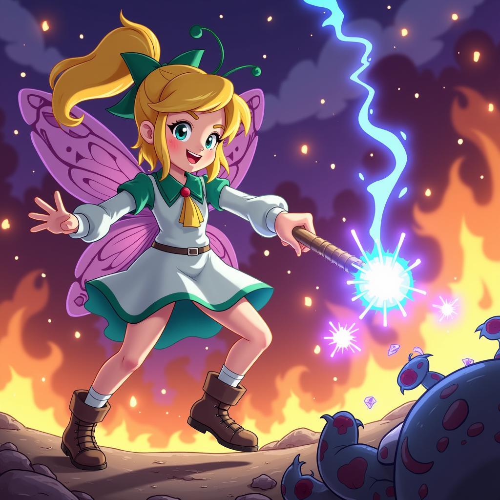 Star Butterfly sử dụng phép thuật chiến đấu với quái vật