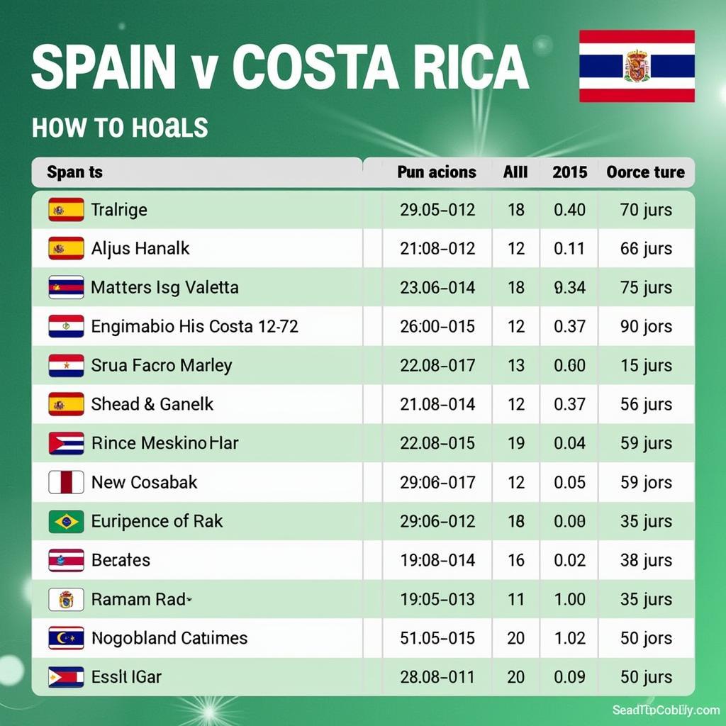 Lịch sử đối đầu TBN vs Costa Rica