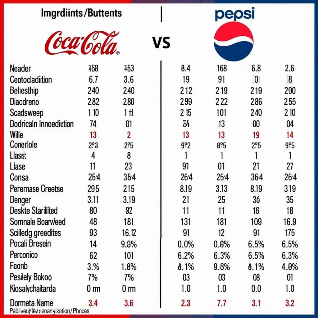 Thành phần của Coke và Pepsi