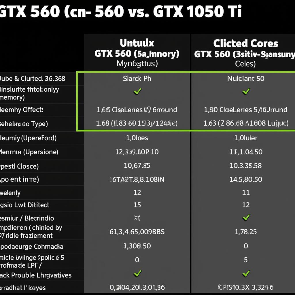 Bảng so sánh thông số kỹ thuật GTX 560 và GTX 1050 Ti