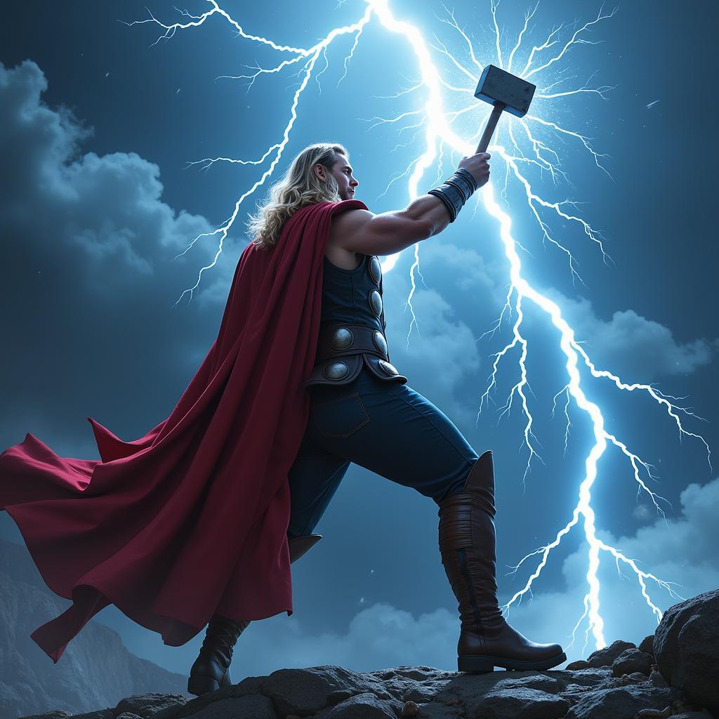 Thor sử dụng búa Mjolnir để triệu hồi sấm sét