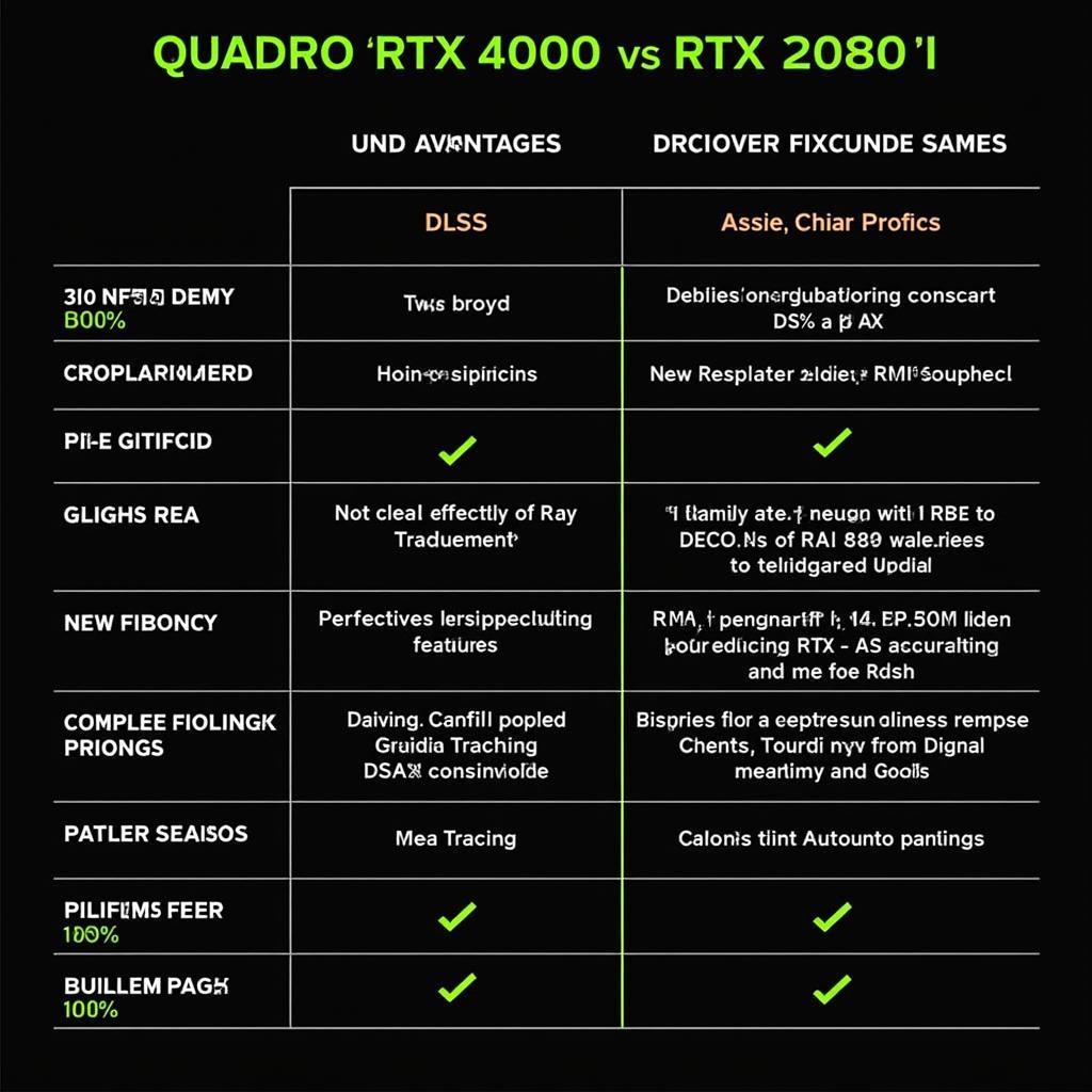 Tính năng của Quadro RTX 4000 và RTX 2080 Ti