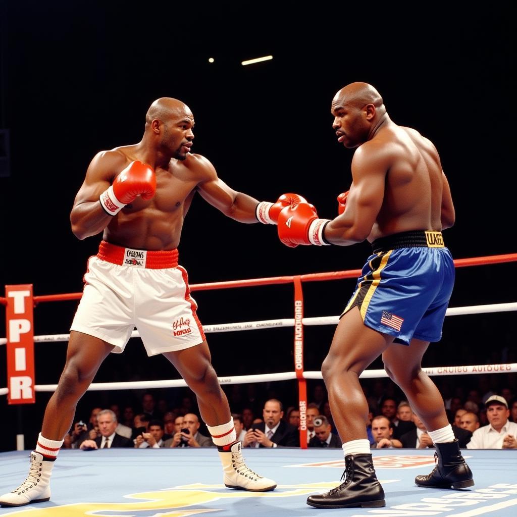 Mike Tyson và Evander Holyfield trong trận đấu đầu tiên