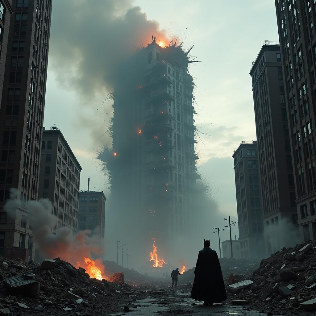 Wayne Tower Collapse in Metropolis