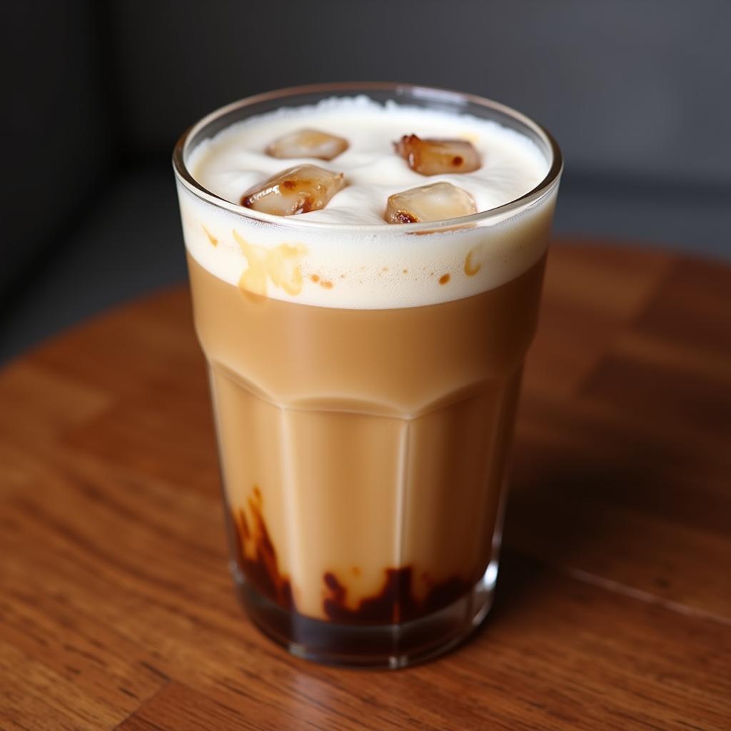 Ly americano đá extra shot double espresso sữa đá với lớp sữa tươi béo ngậy và đá viên mát lạnh