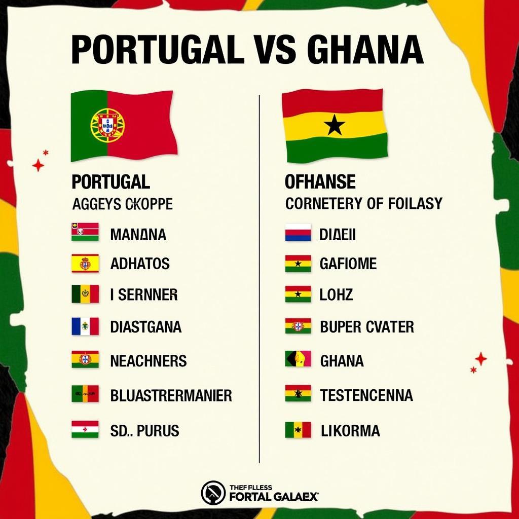 So sánh lực lượng Bồ Đào Nha vs Ghana