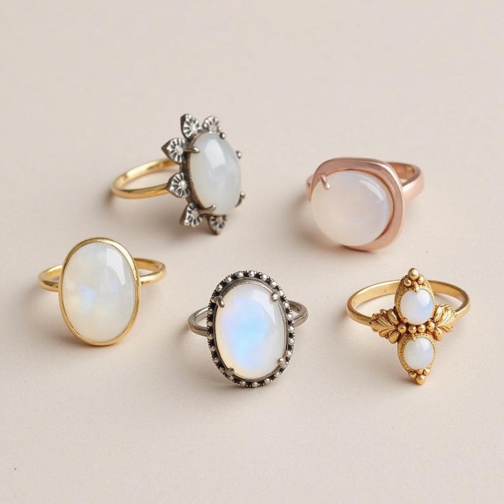 Bộ sưu tập nhẫn đá moonstone đa dạng