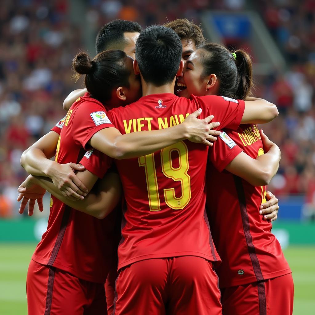 Vietnamese players celebrating their victory