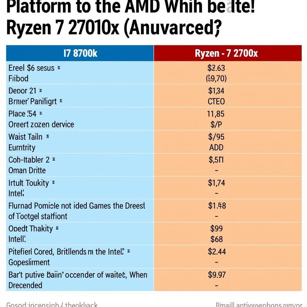 So sánh giá thành và nền tảng của i7 8700k và Ryzen 7 2700x