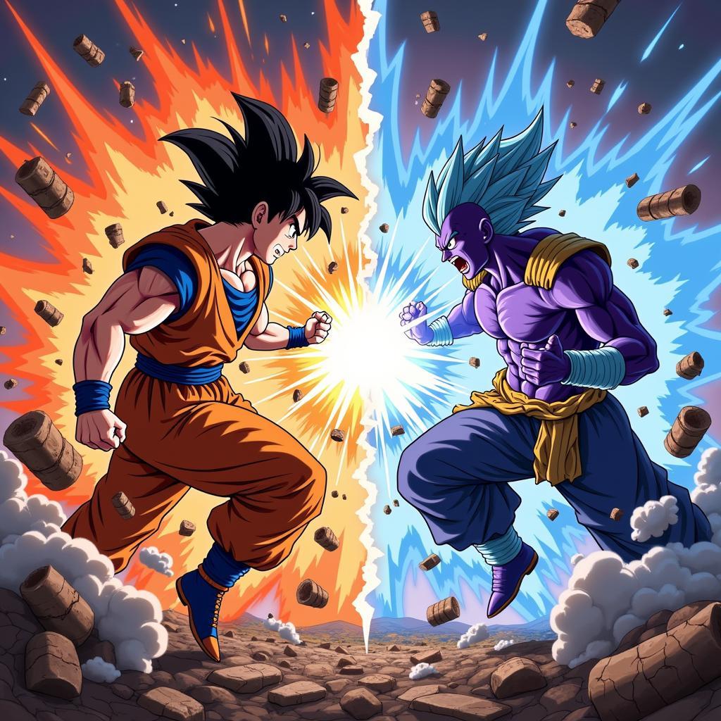 Goku đối đầu với Thần Hủy Diệt Beerus trong trận chiến long trời lở đất