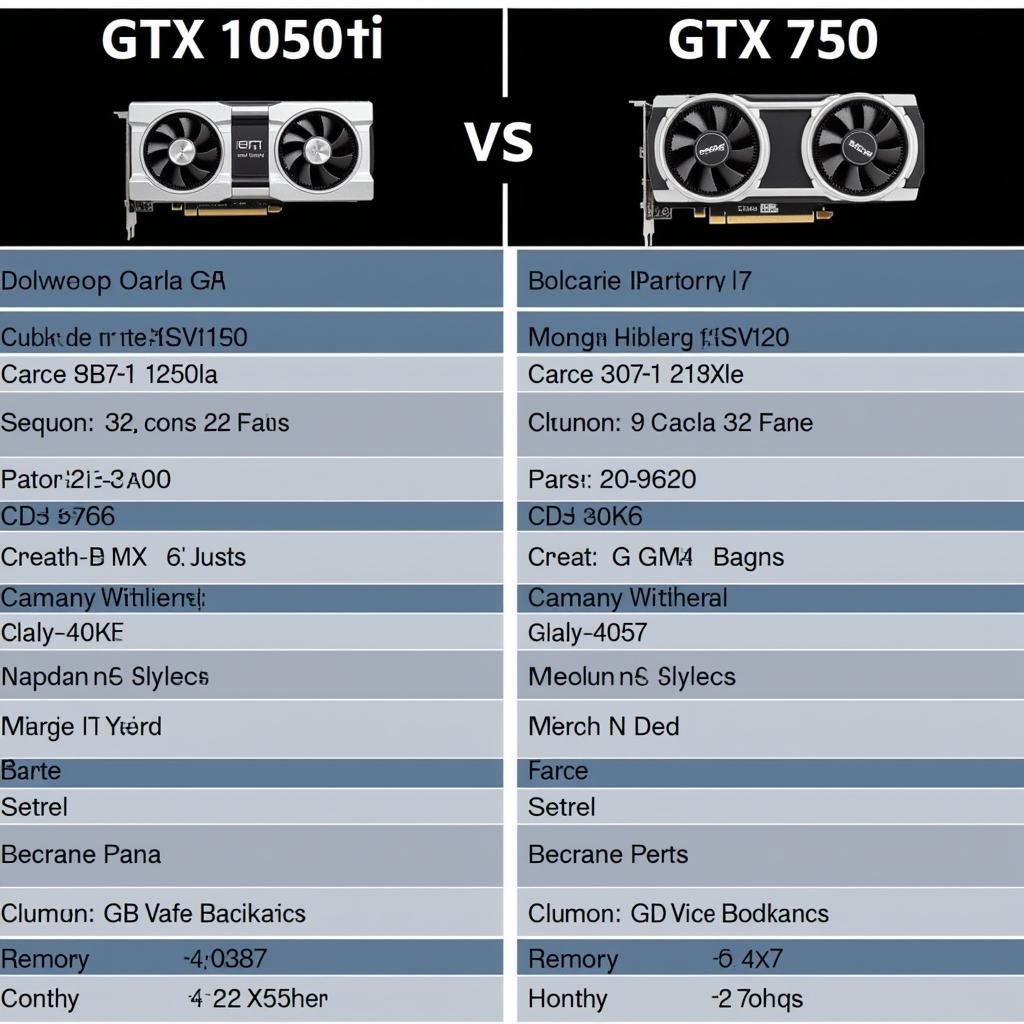 Bảng so sánh thông số kỹ thuật của GTX 1050 Ti và GTX 750