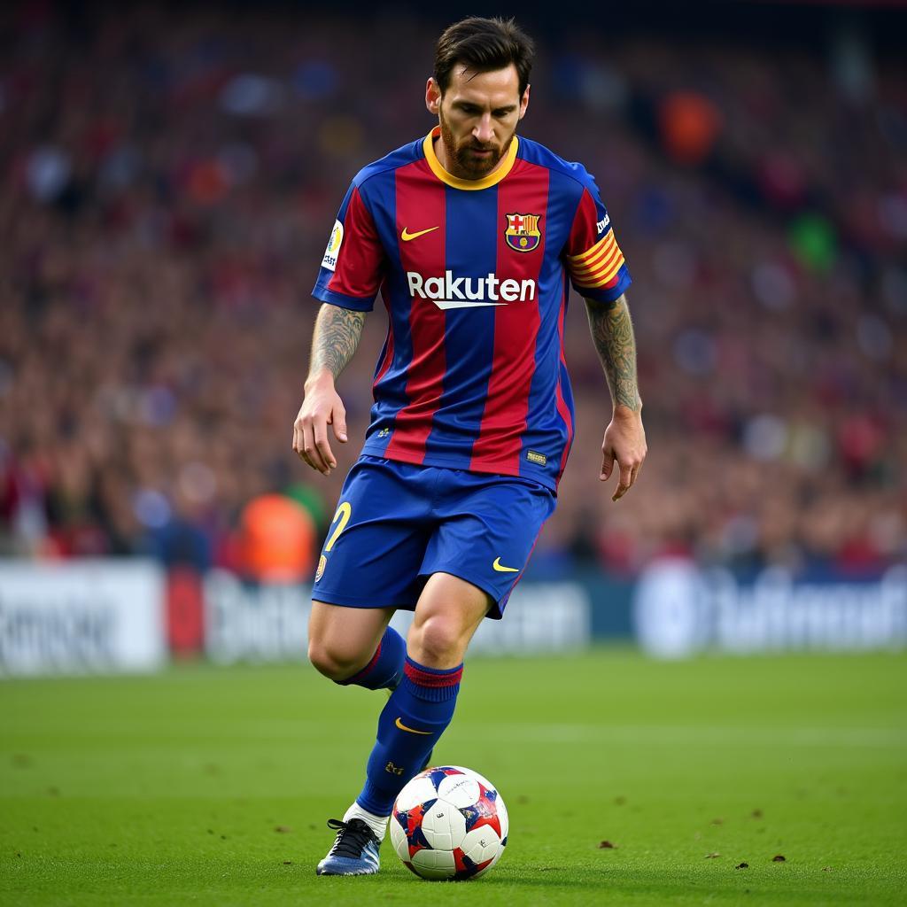 Hình nền Messi thể hiện kỹ năng điêu luyện với trái bóng