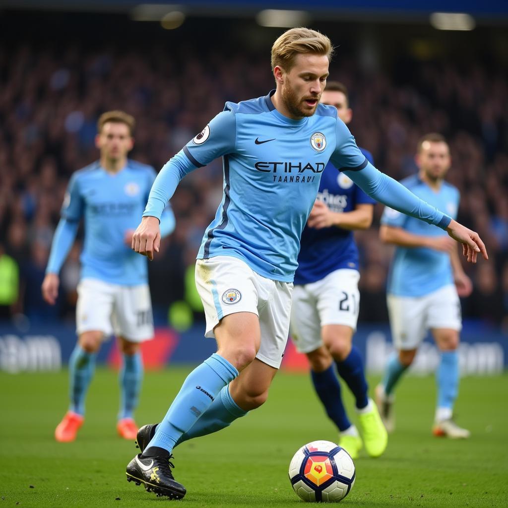 Kevin De Bruyne điều khiển lối chơi của Man City