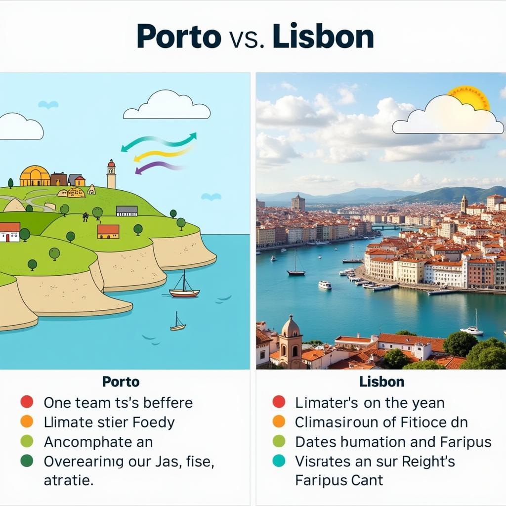 So sánh khí hậu và địa lý Porto Lisbon