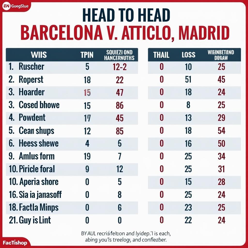 Lịch Sử Đối Đầu Barca - Atletico