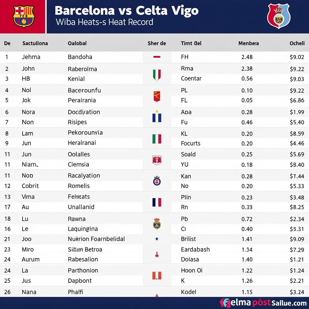 Lịch sử đối đầu giữa Barca và Celta Vigo