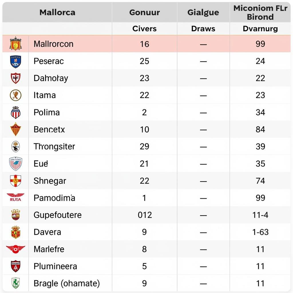 Lịch sử đối đầu giữa Mallorca và Girona, thống kê kết quả các trận đấu trước đó.