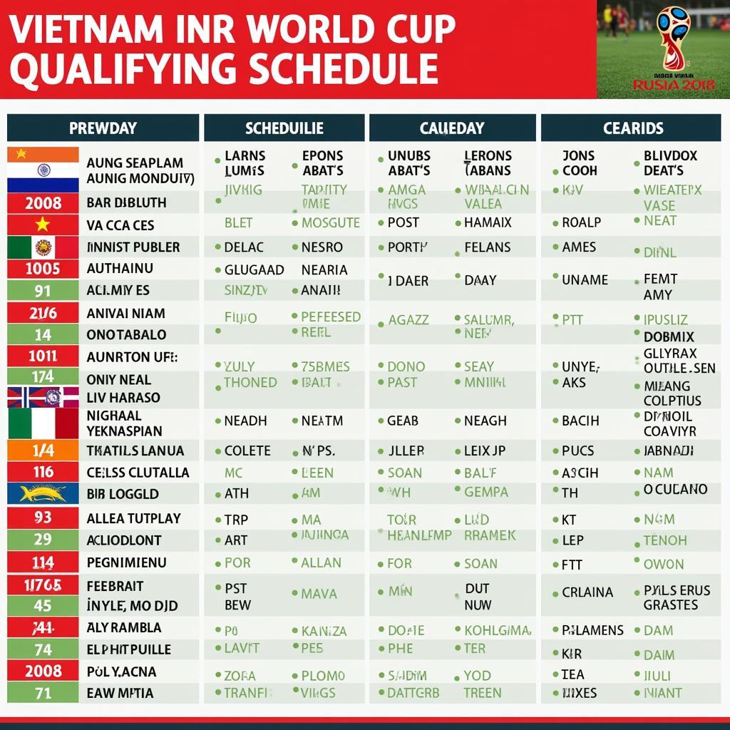 Lịch thi đấu vòng loại World Cup của Việt Nam