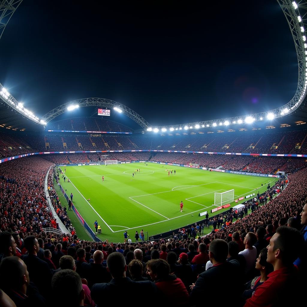 Sân vận động Parc des Princes rực sáng trong một trận đấu Ligue 1