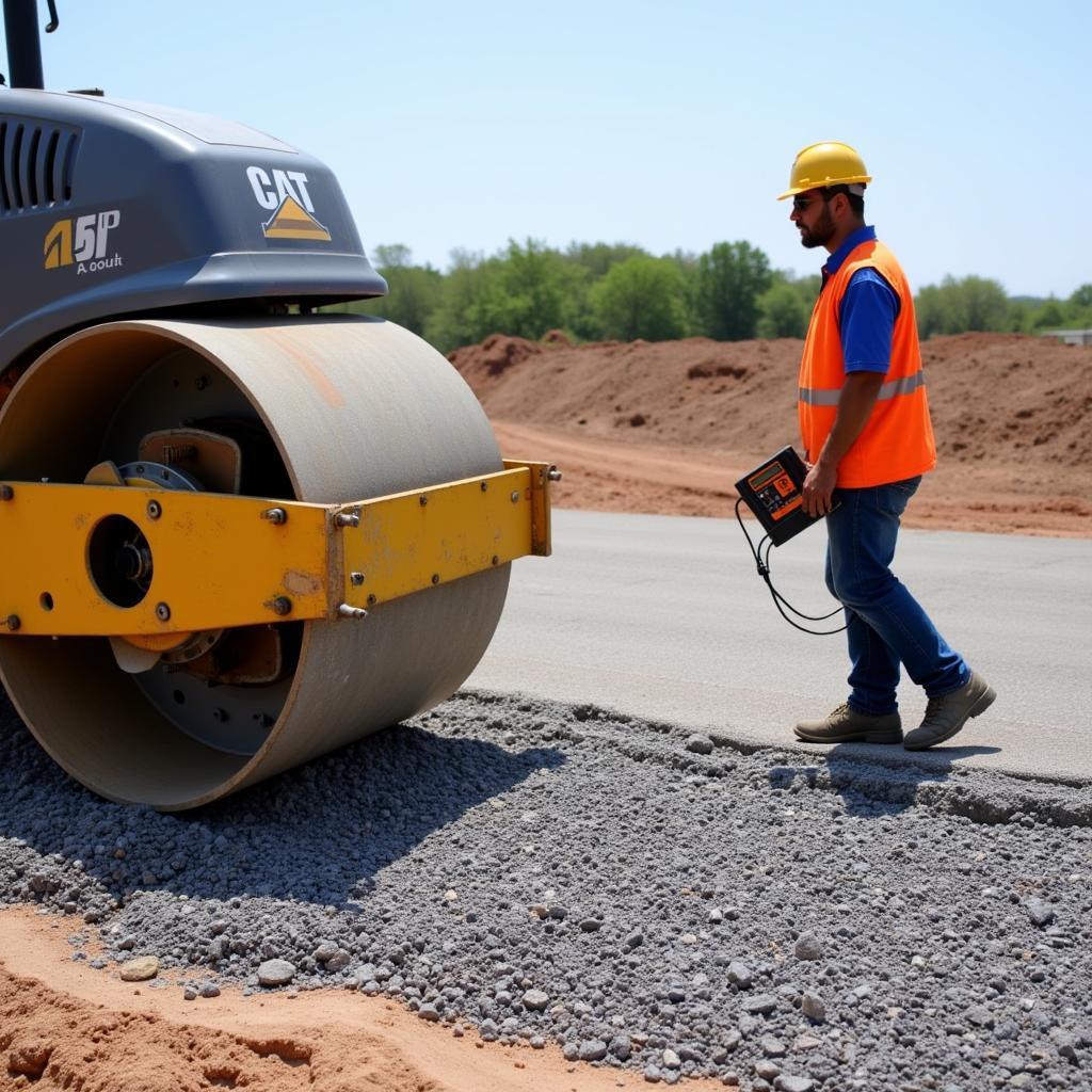 Lu lèn đá dăm bằng máy lu rung để đạt độ chặt K