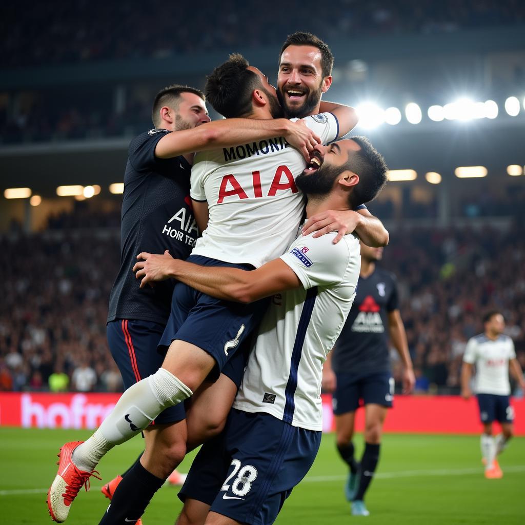 Lucas Moura ghi hattrick trong trận Tottenham vs Ajax: Hình ảnh Lucas Moura ăn mừng bàn thắng quyết định.