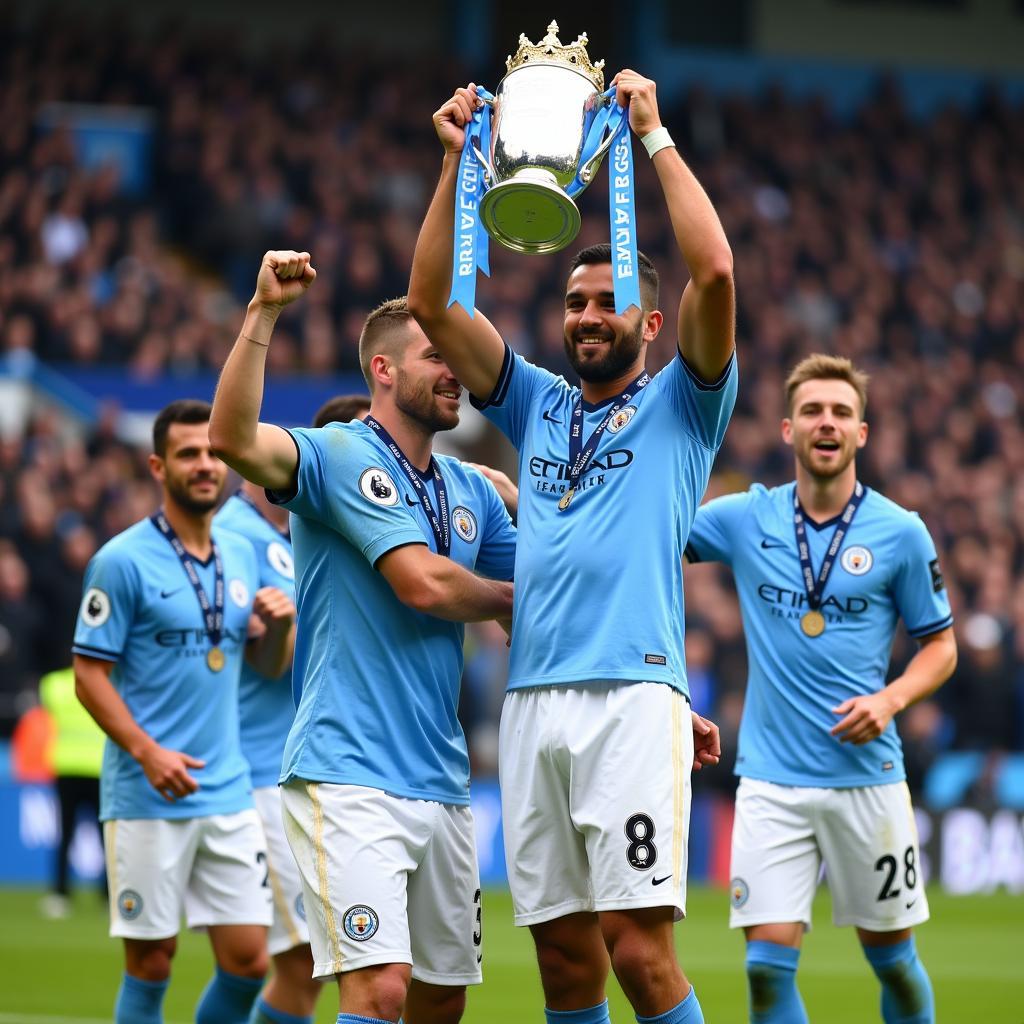 Hình ảnh ăn mừng chiến thắng Ngoại Hạng Anh 2018 của Man City