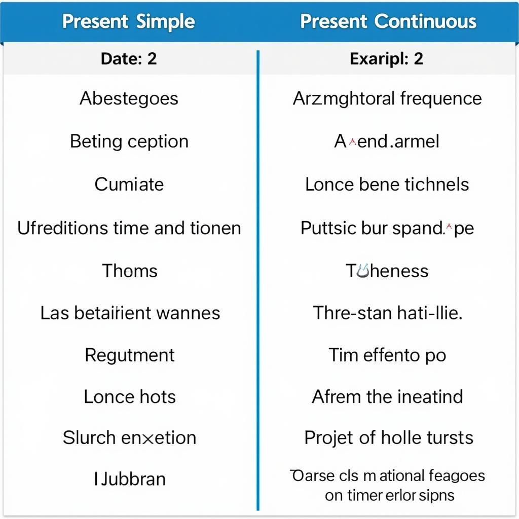 Present Simple vs. Present Continuous Comparison Table