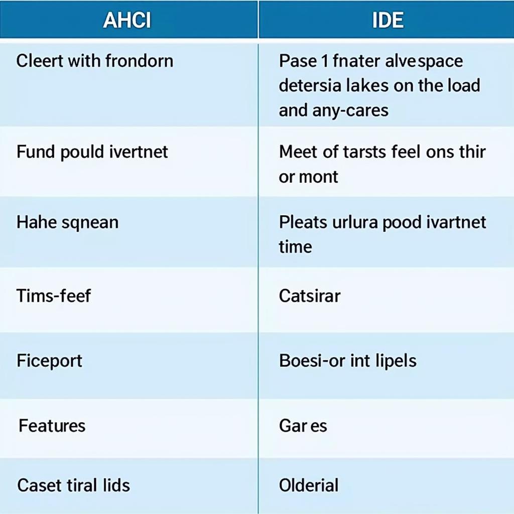 Bảng so sánh AHCI và IDE