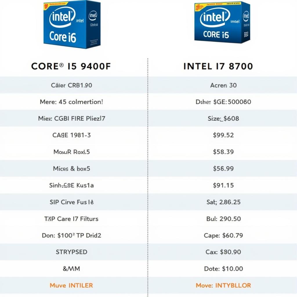 Price comparison between i5 9400F and i7 8700