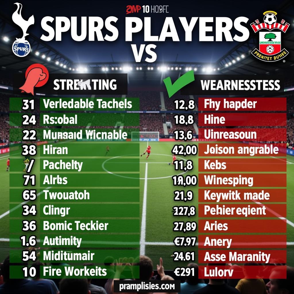 So sánh lực lượng giữa Spurs và Southampton trước trận đấu.