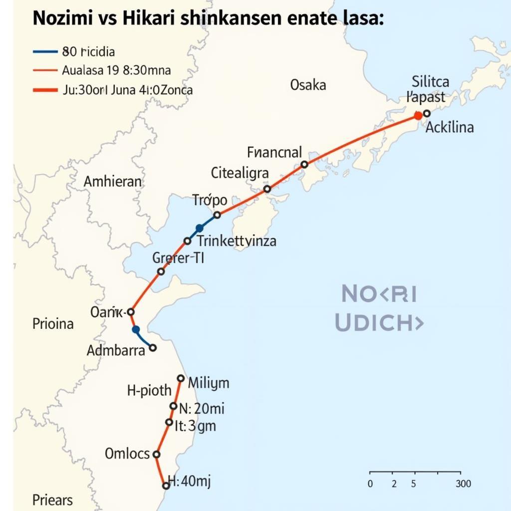 So sánh tốc độ giữa Shinkansen Nozomi và Hikari