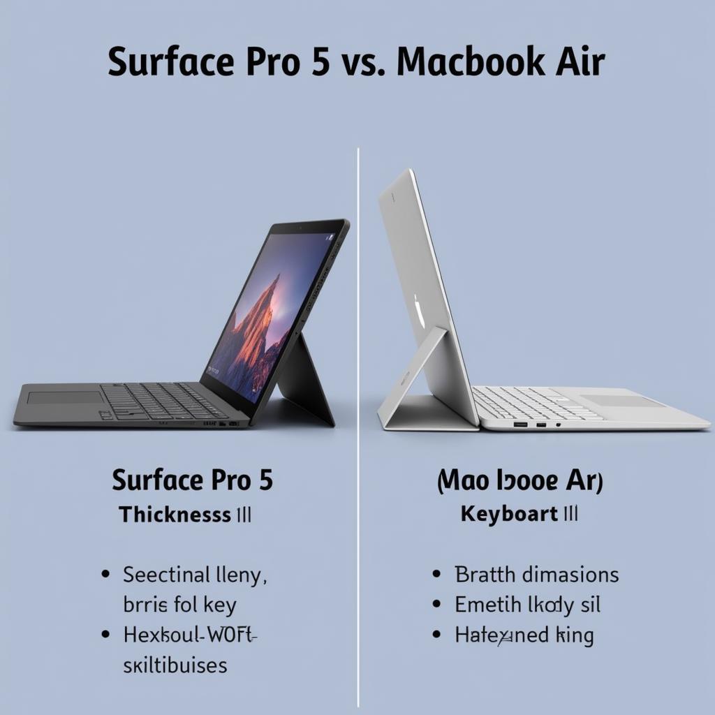 Thiết kế Surface Pro 5 và Macbook Air