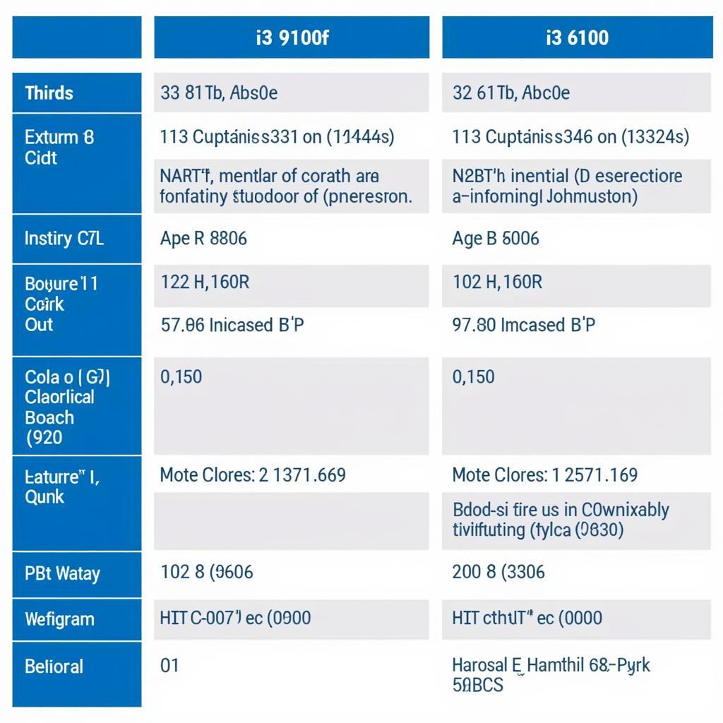 Thông số kỹ thuật i3 9100f và i3 6100