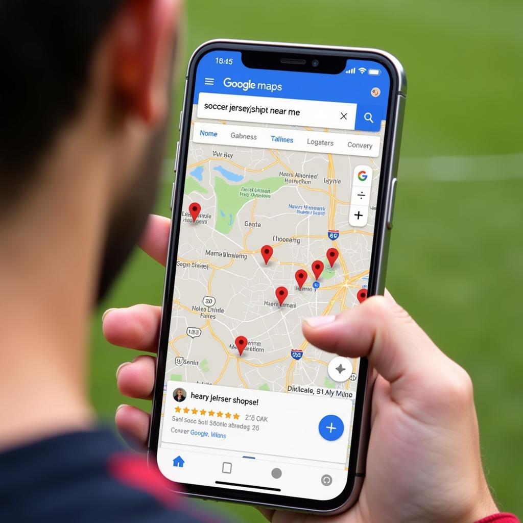 Tìm kiếm shop áo bóng đá gần đây trên Google Maps