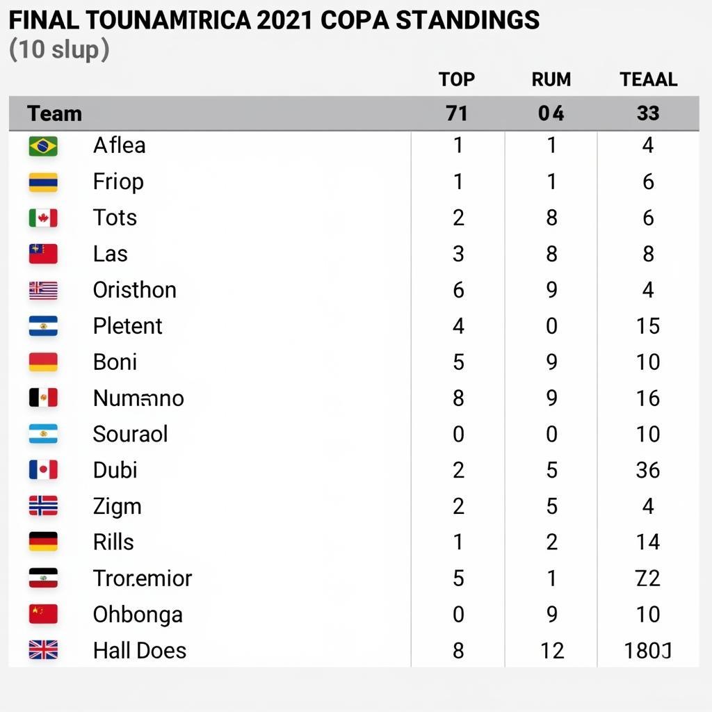 Bảng xếp hạng Copa America 2021