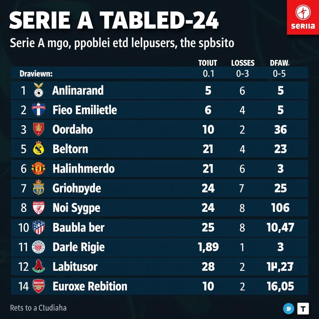 BXH Bóng Đá Ý Serie A Mùa Giải Mới Nhất