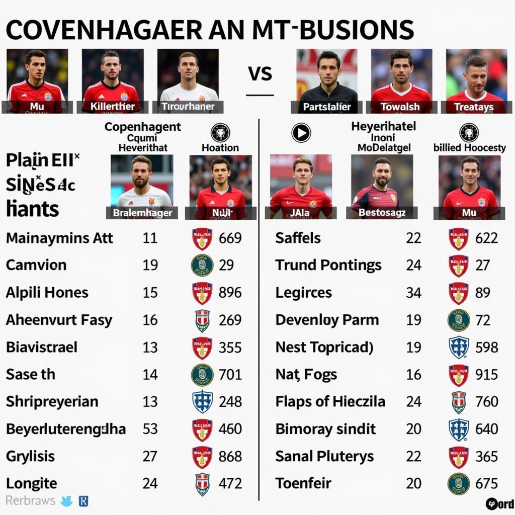 So sánh đội hình Copenhagen vs MU