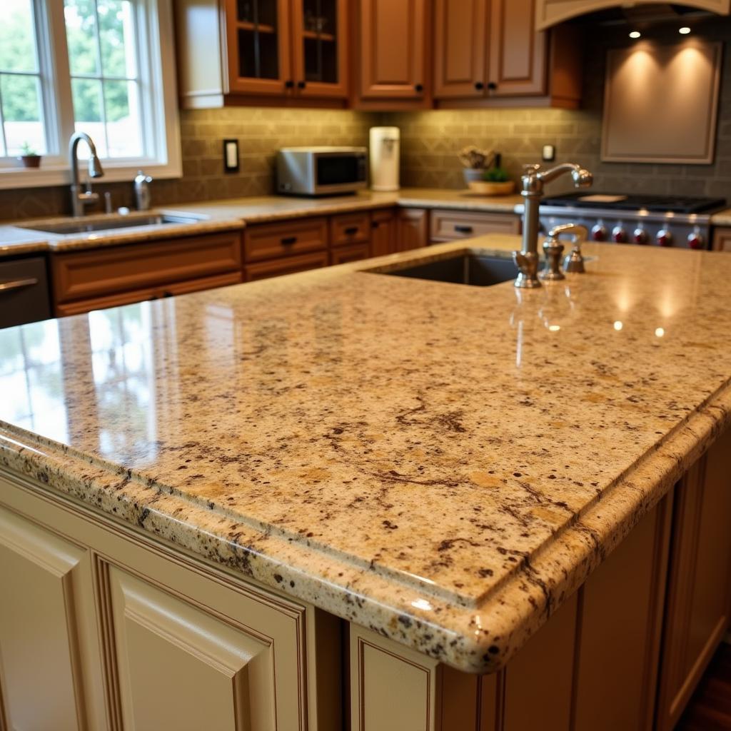 Mặt bàn bếp đá granite vàng sang trọng