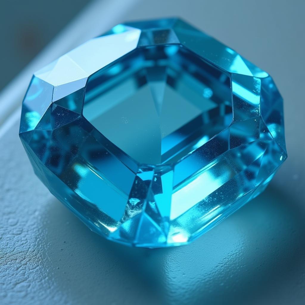 Đá quý Aquamarine với sắc xanh dương huyền ảo, tựa như đại dương bao la, mang đến vẻ đẹp thanh khiết và cuốn hút.