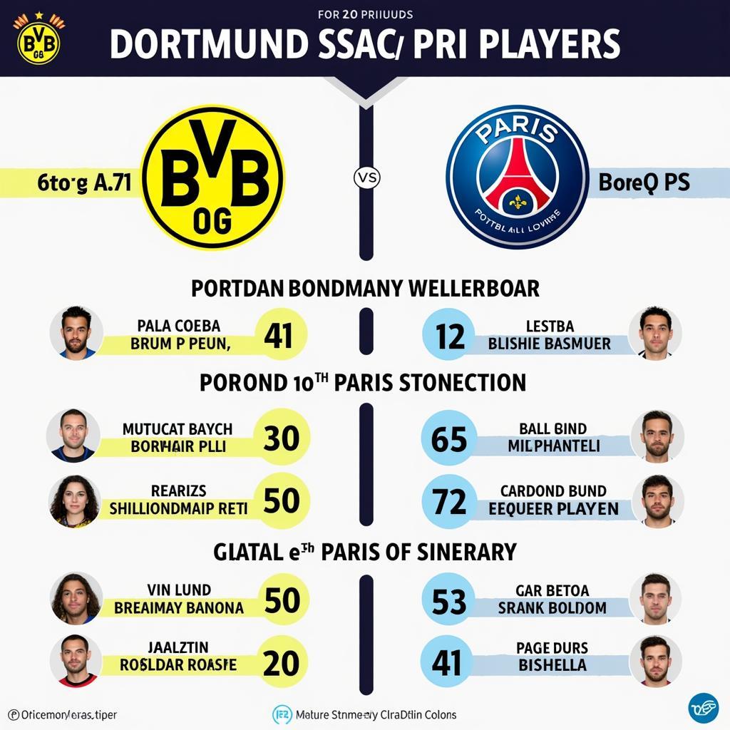 Đồ họa so sánh các cầu thủ Dortmund và PSG