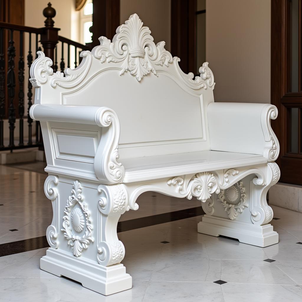 Ghế đá marble trắng trong