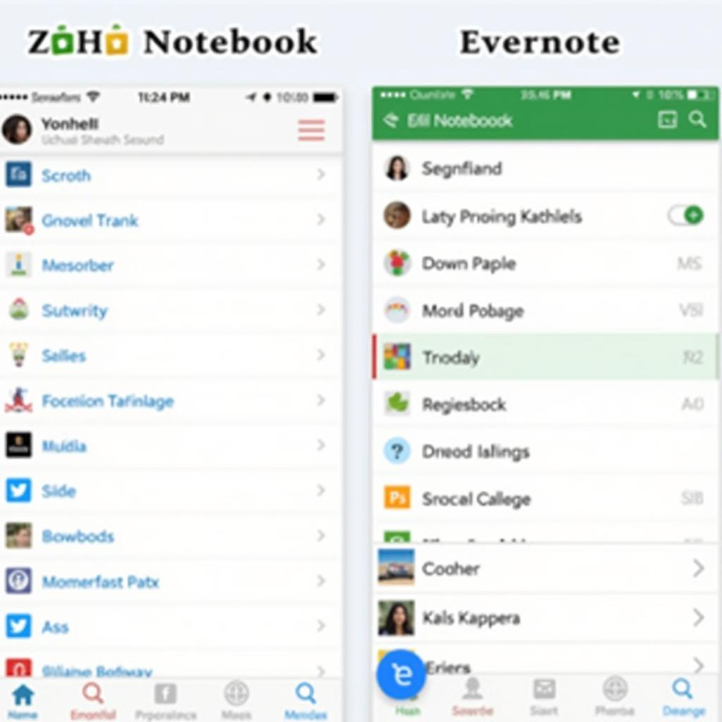 So sánh giao diện Zoho Notebook và Evernote