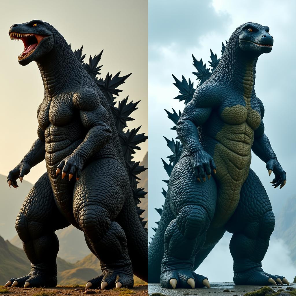 So sánh ngoại hình Godzilla 2014 và 2016