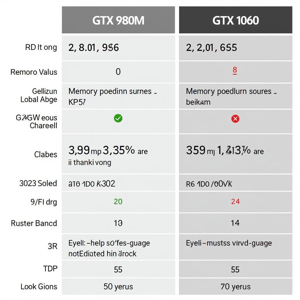 GTX 980M vs GTX 1060: Thông Số Kỹ Thuật