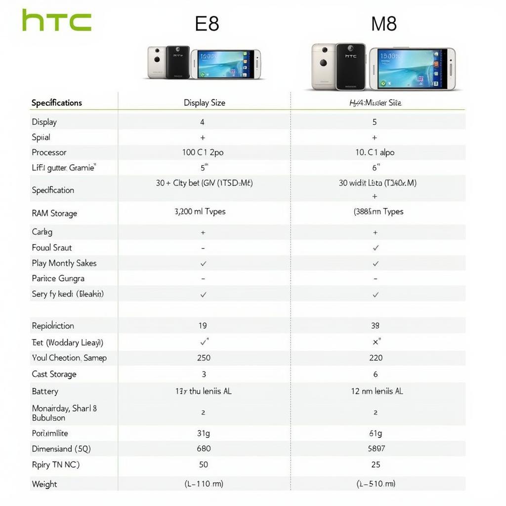 Bảng so sánh chi tiết HTC E8 và M8