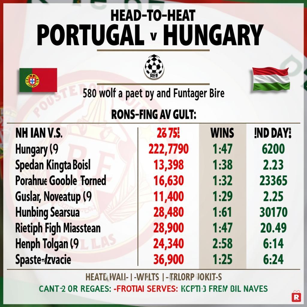 Lịch sử đối đầu Bồ Đào Nha vs Hungary