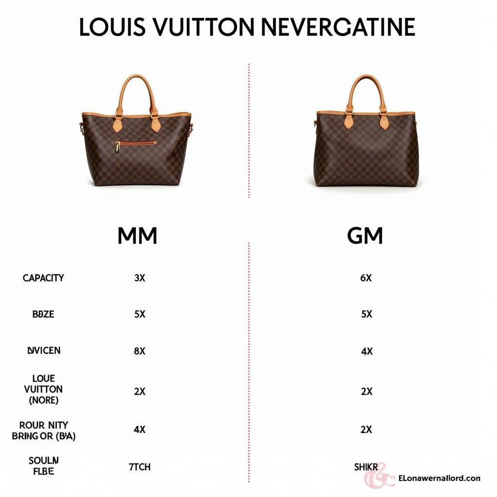 So sánh chi tiết LV Neverfull MM và GM