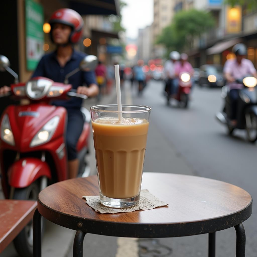 Ly cà phê sữa đá trên vỉa hè Sài Gòn